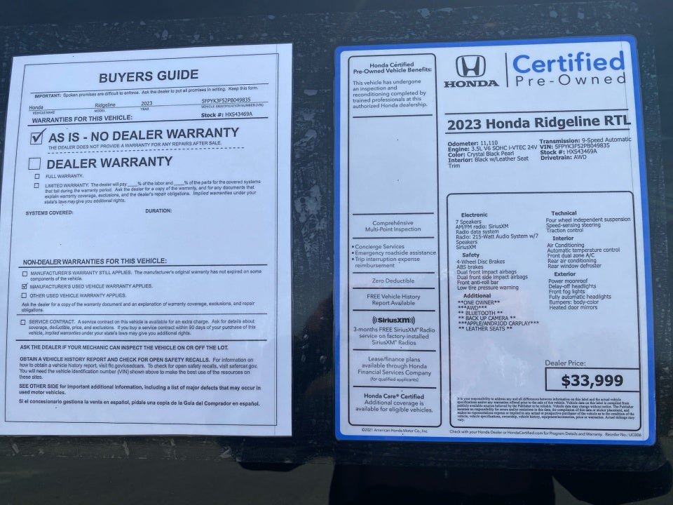 2023 Honda Ridgeline RTL