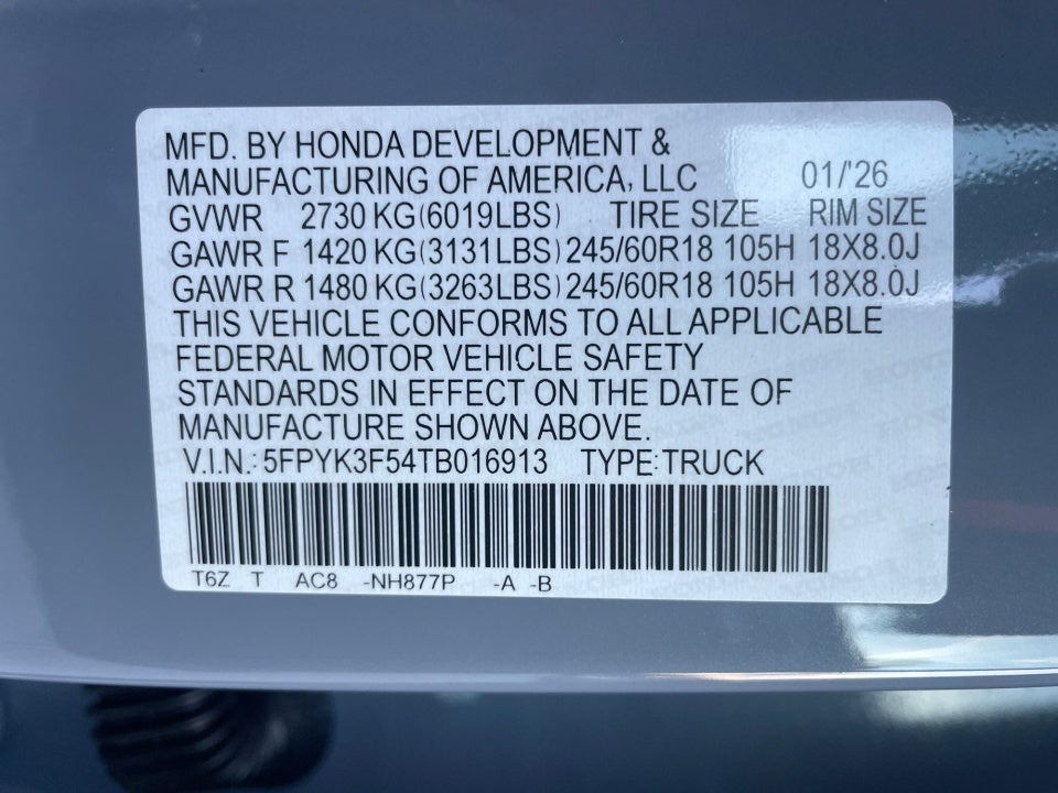 2026 Honda Ridgeline RTL