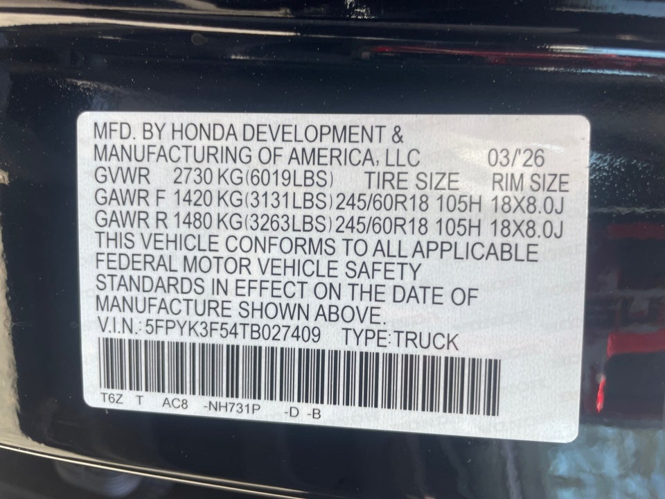 2026 Honda Ridgeline RTL