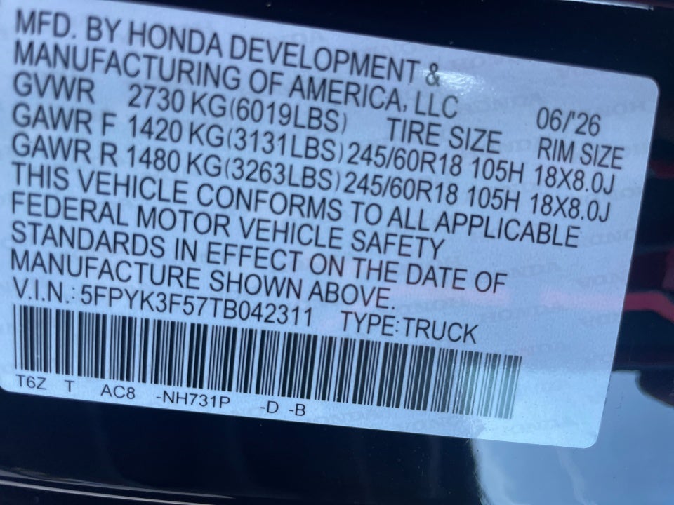 2026 Honda Ridgeline RTL