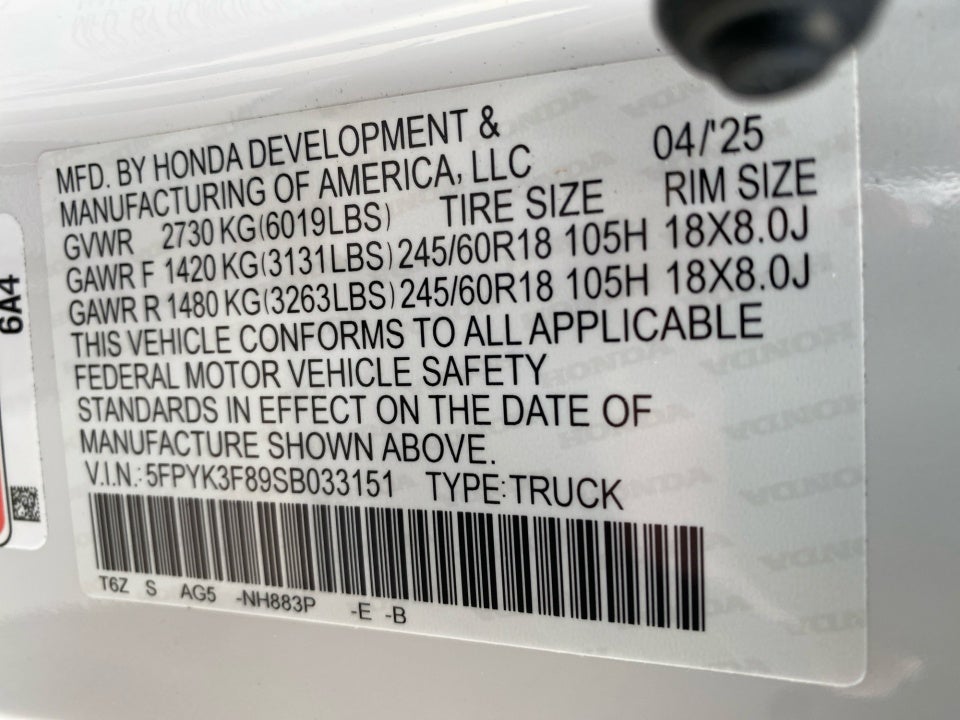 2025 Honda Ridgeline Black Edition