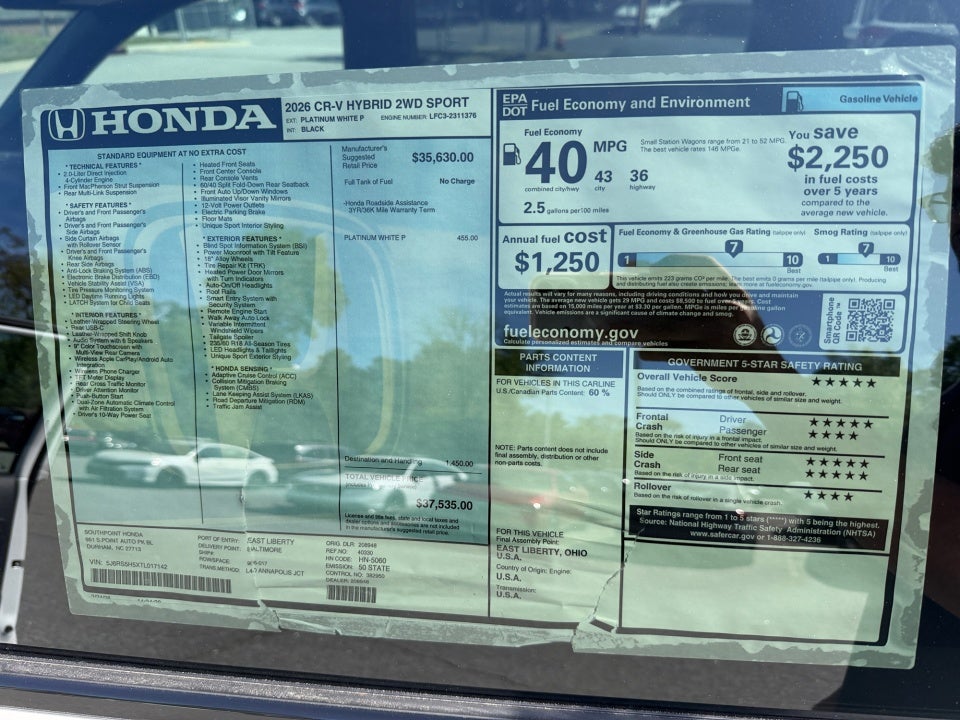 2026 Honda CR-V Hybrid 2WD Sport