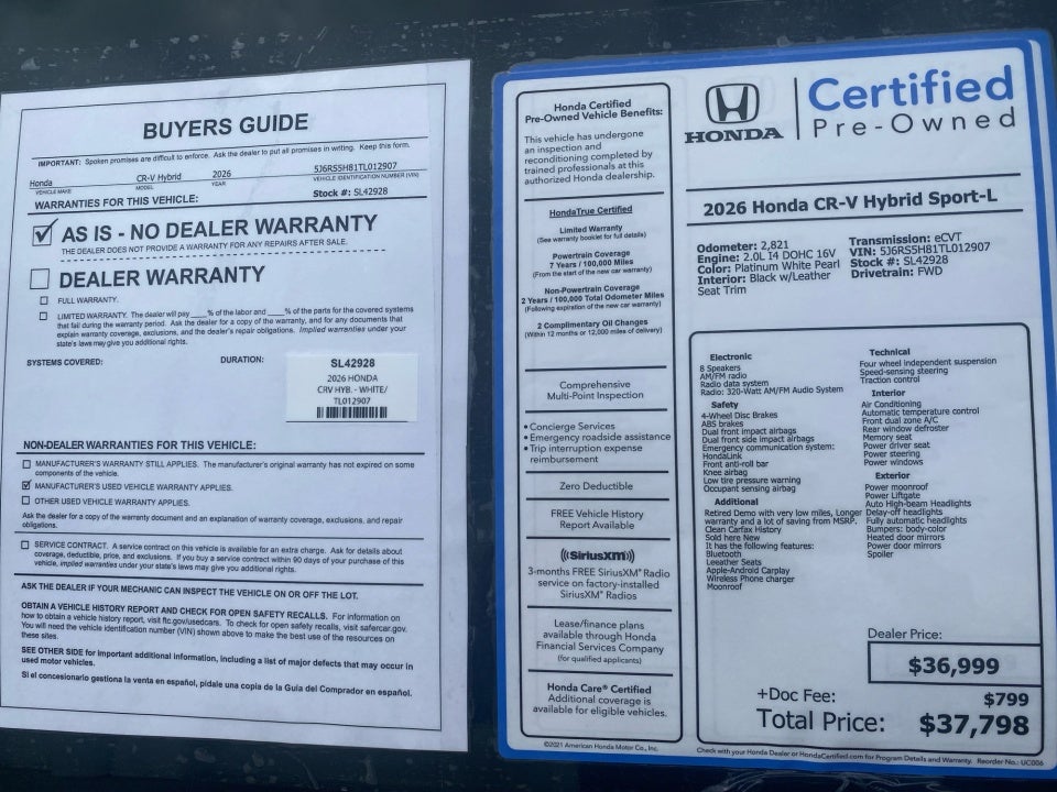 2026 Honda CR-V Hybrid 2WD Sport-L