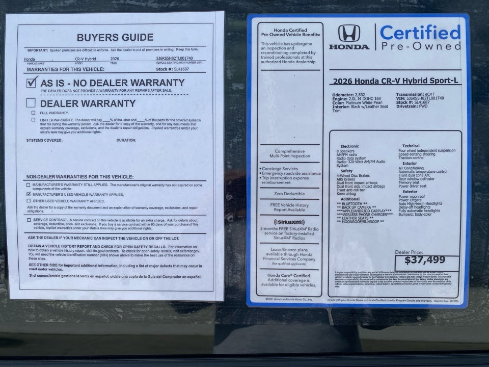 2026 Honda CR-V Hybrid 2WD Sport-L