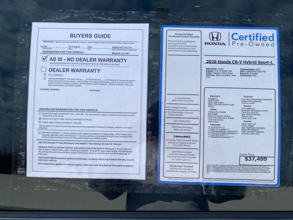 2026 Honda CR-V Hybrid 2WD Sport-L