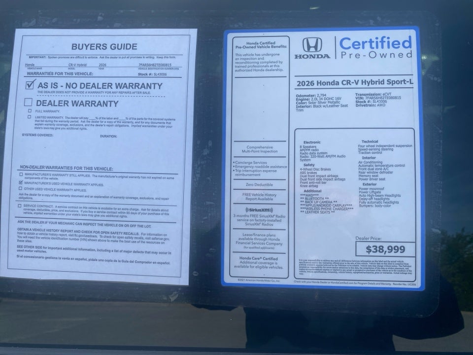 2026 Honda CR-V Hybrid AWD Sport-L