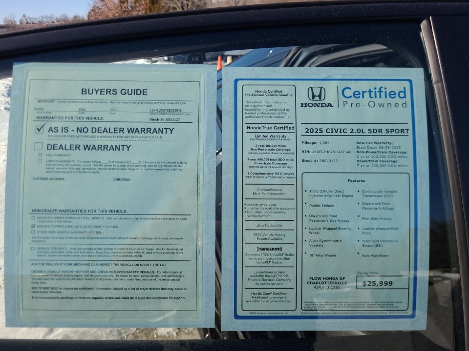 2025 Honda Civic Sedan Sport