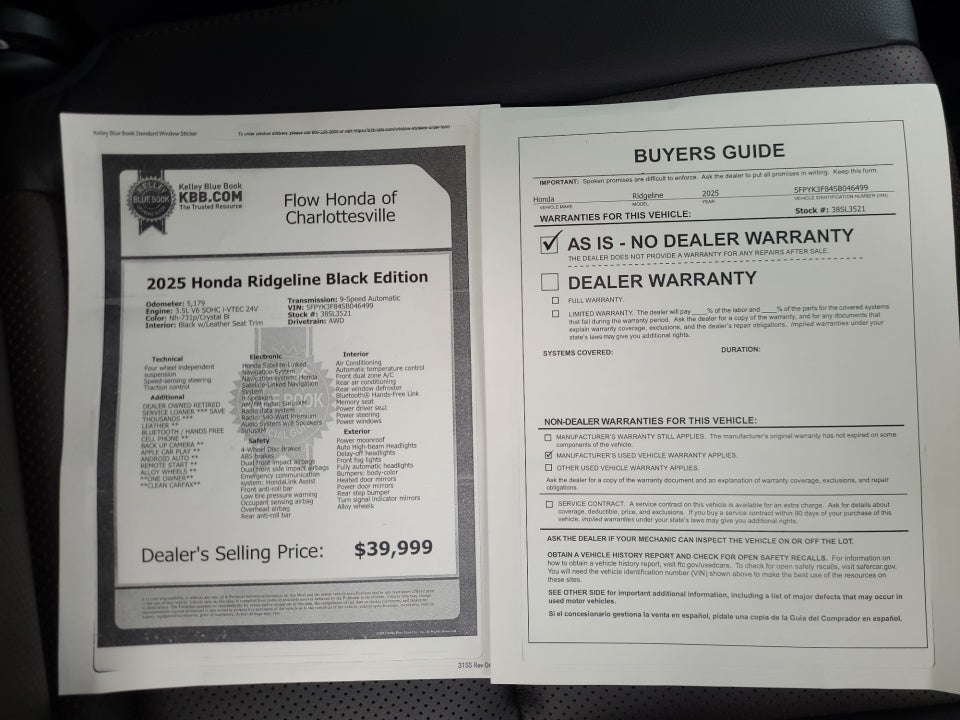 2025 Honda Ridgeline Black Edition