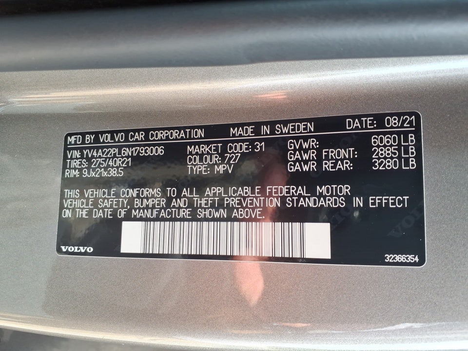 2022 Volvo XC90 T6 Inscription 7 Passenger