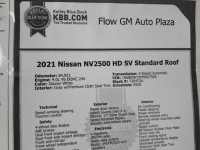 2021 Nissan NV Cargo NV2500 HD SV