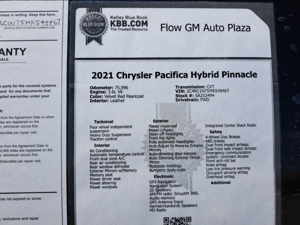 2021 Chrysler Pacifica Hybrid Hybrid Pinnacle