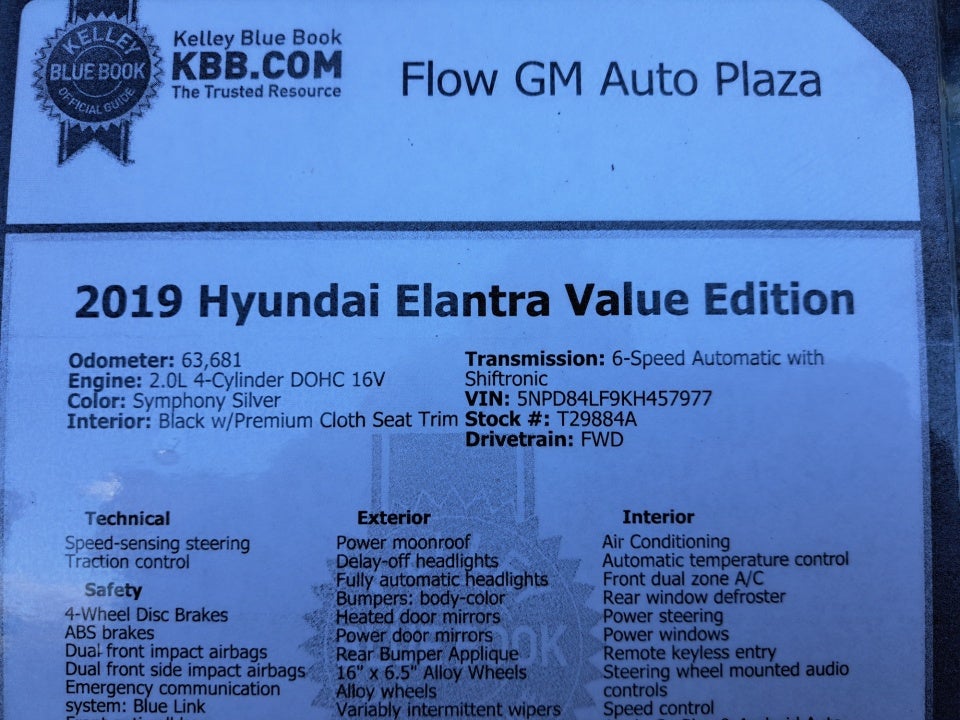 2019 Hyundai Elantra Value Edition