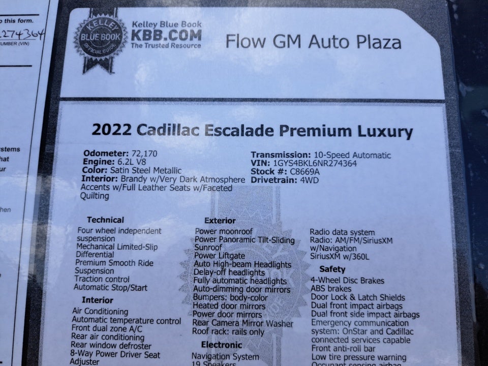 2022 Cadillac Escalade 4WD Premium Luxury