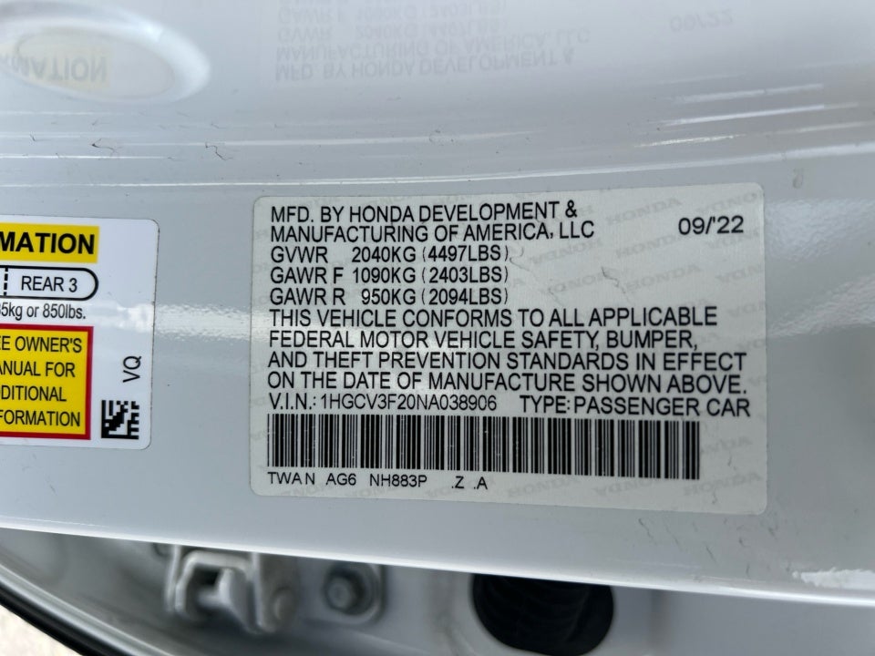 2022 Honda Accord Hybrid Sport