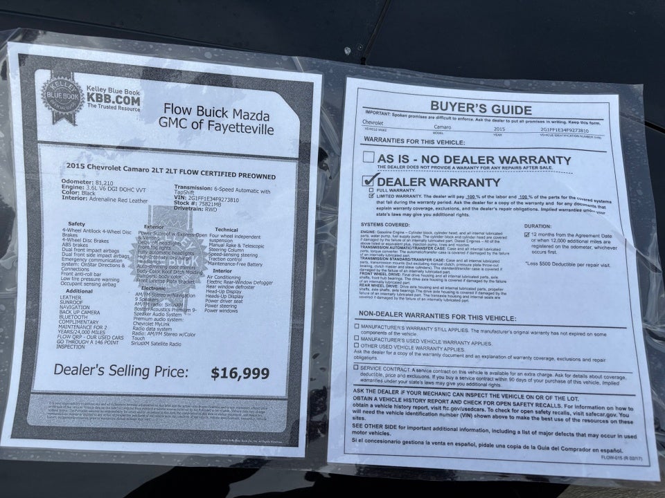 2015 Chevrolet Camaro 2LT