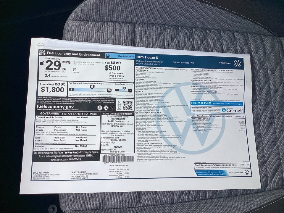 2025 Volkswagen Tiguan 2.0T S