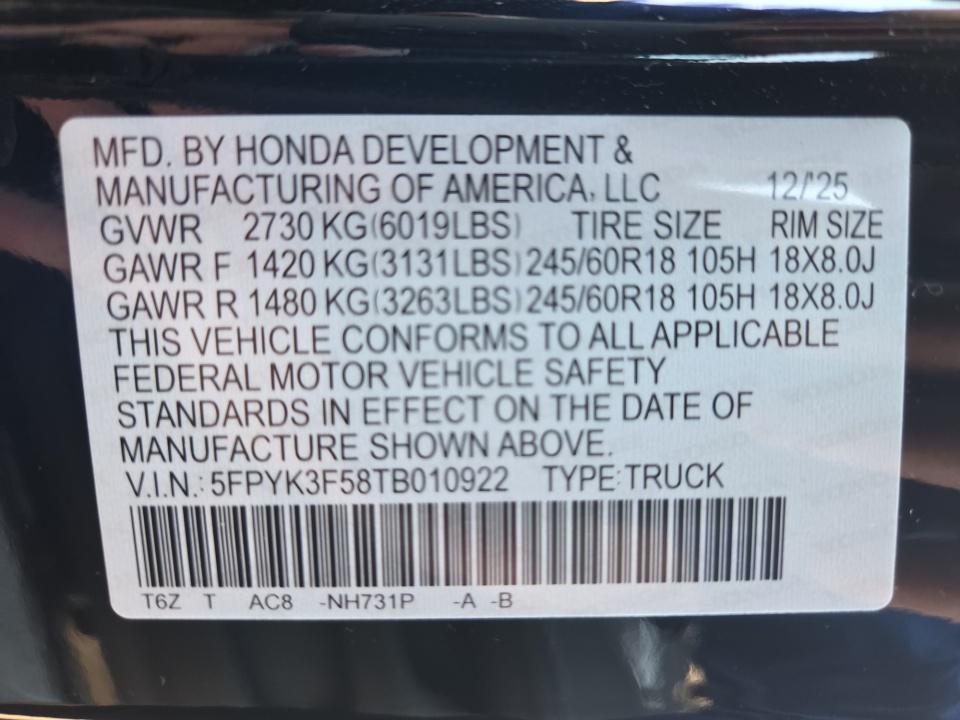 2026 Honda Ridgeline RTL
