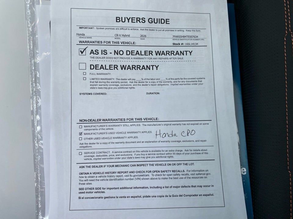 2026 Honda CR-V Hybrid 2WD Sport-L